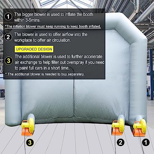 28X15X10FT Inflatable Spray Paint Booth Tent with Upgrade High-Power Blowers 950W+950W