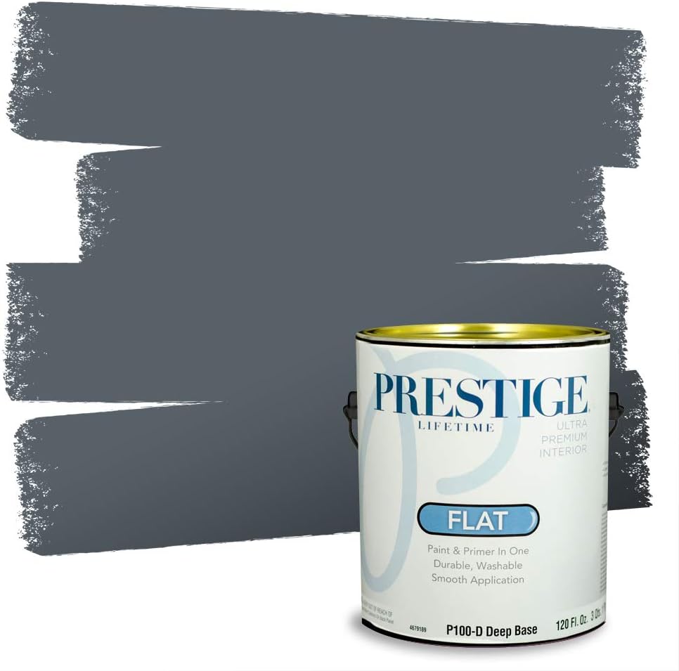 PRESTIGE Paints Exterior Paint and Primer In One, 1-Gallon, Satin, Comparable Match of Sherwin Williams* Tricorn Black*