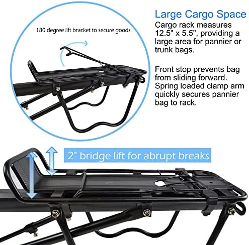 Lumintrail Bike Cargo Rack, Seatpost Mounted Bicycle Luggage Carrier with 20 LBs Weight Capacity for Trunk Bags