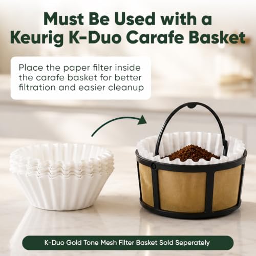 Keurig K-Duo Paper Coffee Filters 100 Pack by PureHQ - Fits Mesh Basket
