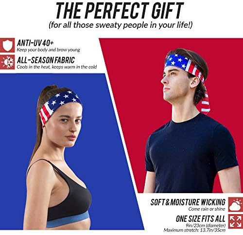 USA Patriots American Flag Sports Bandana for Men & Women: Sweat-Wicking Headband for Exercise, Running, Football