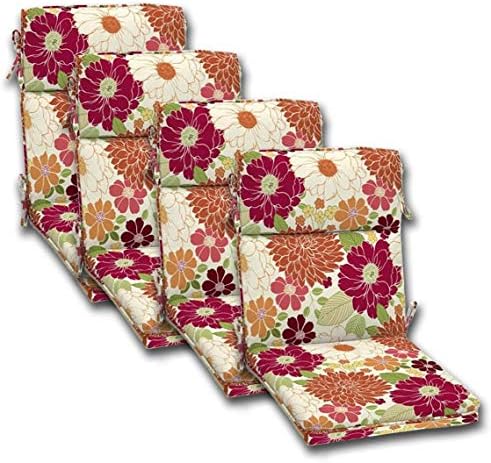 Comfort Classics Set of 4 Outdoor Dining Chair Cushions, Single Welt and Zipper 44 x21x4.50 in Polyester Fabric Sorbet Floral Inc.