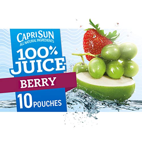 Capri Sun 100% Juice from Concentrate, 10 Pouches Apple Juice, 6 fl oz | for School Lunches and On-the-Go Hydration, All Natural Ingredients, No Artificial Colors, Flavors Or Preservatives