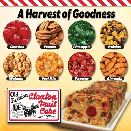ClaxSnax Fruit Cake – 20 Slices Individually Wrapped By-The-Slice | Old-Fashioned Claxton Recipe | Holiday Fruitcake Since 1910 | Convenient Snack
