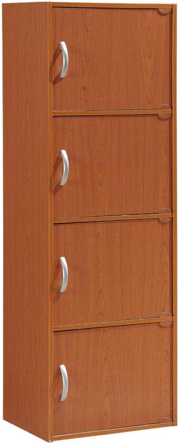 HODEDAH IMPORT 4-Shelf Bookcase Cabinet, Black
