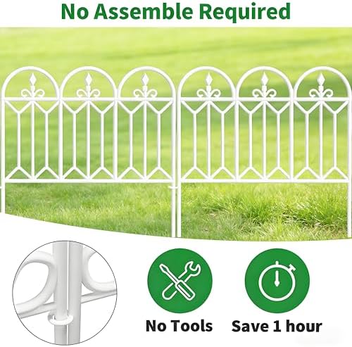 AMAGABELI GARDEN & HOME 5 Panels 32in(H)×10ft(L) Decorative Garden Fences and Borders for Dogs No Dig Rustproof Metal Fence Panels Garden Edging Border Animal Barrier Fencing for Flower Beds Black