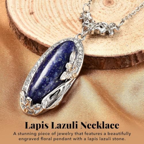 Shop LC Blue Lapis Lazuli Pendant Necklace for Women, Stainless Steel