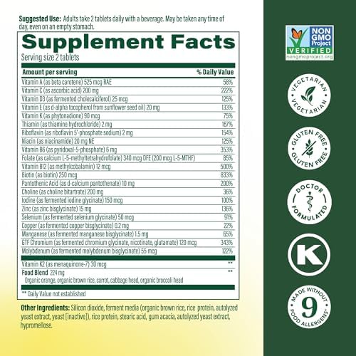 MegaFood Advanced Multivitamin for Men 40+ Doctor Formulated, 120 Tablets | Immune Support, Cellular Energy, Prostate & Brain Health, Choline, Methylfolate Vitamin C, D3, Zinc, Vegetarian, 60 Servings