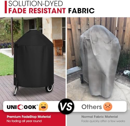Unicook Round Smoker Cover 30 Inch, Heavy Duty Waterproof Charcoal Kettle BBQ Grill Cover, Fade Resistant Barrel Protector, Fits Weber Char-Griller Akorn Kamado and More, 30" Dia x 36" H