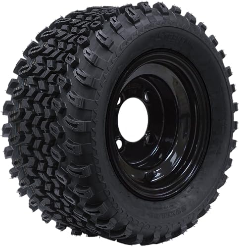 8" Black Steel Golf Cart Wheels and 22x11-8 All Terrain Golf Cart Tires - Set of 4