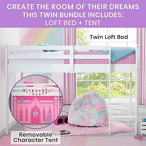 Delta Children Twin Loft Bed with Guardrail and Ladder (Coordinates with Loft Bed Tents Sold Separately), White