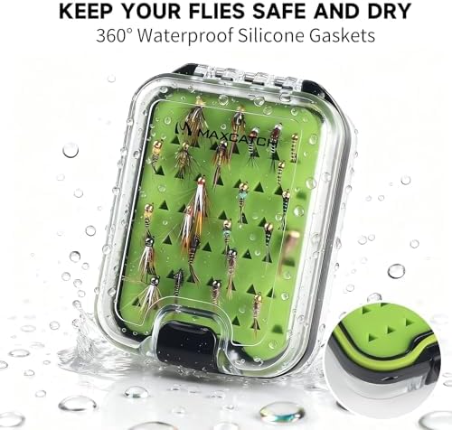 Maxcatch Nymph Fly Fishing Flies Kit for Trout, 24-Piece Assortment with Waterproof Pocket Box, Hand-Tied, Travel-Friendly