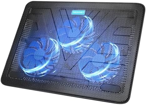 TECKNET Laptop Cooling Pad, Portable Slim Laptop Cooler for 12"-17" Laptops | 60% High-Efficiency Cooling, Whisper-Quiet Design, Dual USB Ports, LED Working Indicator, Alloy Material Mesh