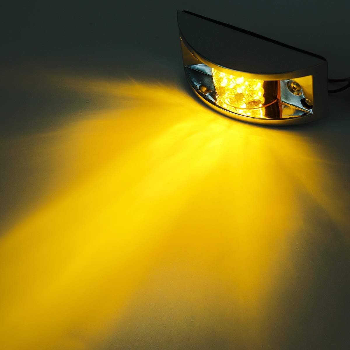 Partsam 4x Sealed Chrome Armored LED Trailer Clearance Light Side Marker Light 12LED Amber