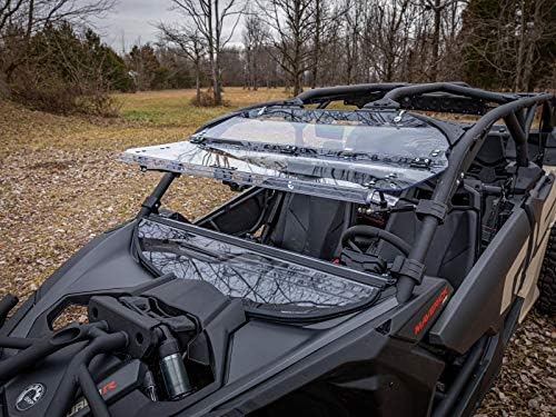 SuperATV Flip Windshield for Can Am Maverick X3 | 2017+ | 1/4" Polycarbonate Scratch-Resistant Windshield, Maverick X3 Models (See Fitment), Clear, USA Made