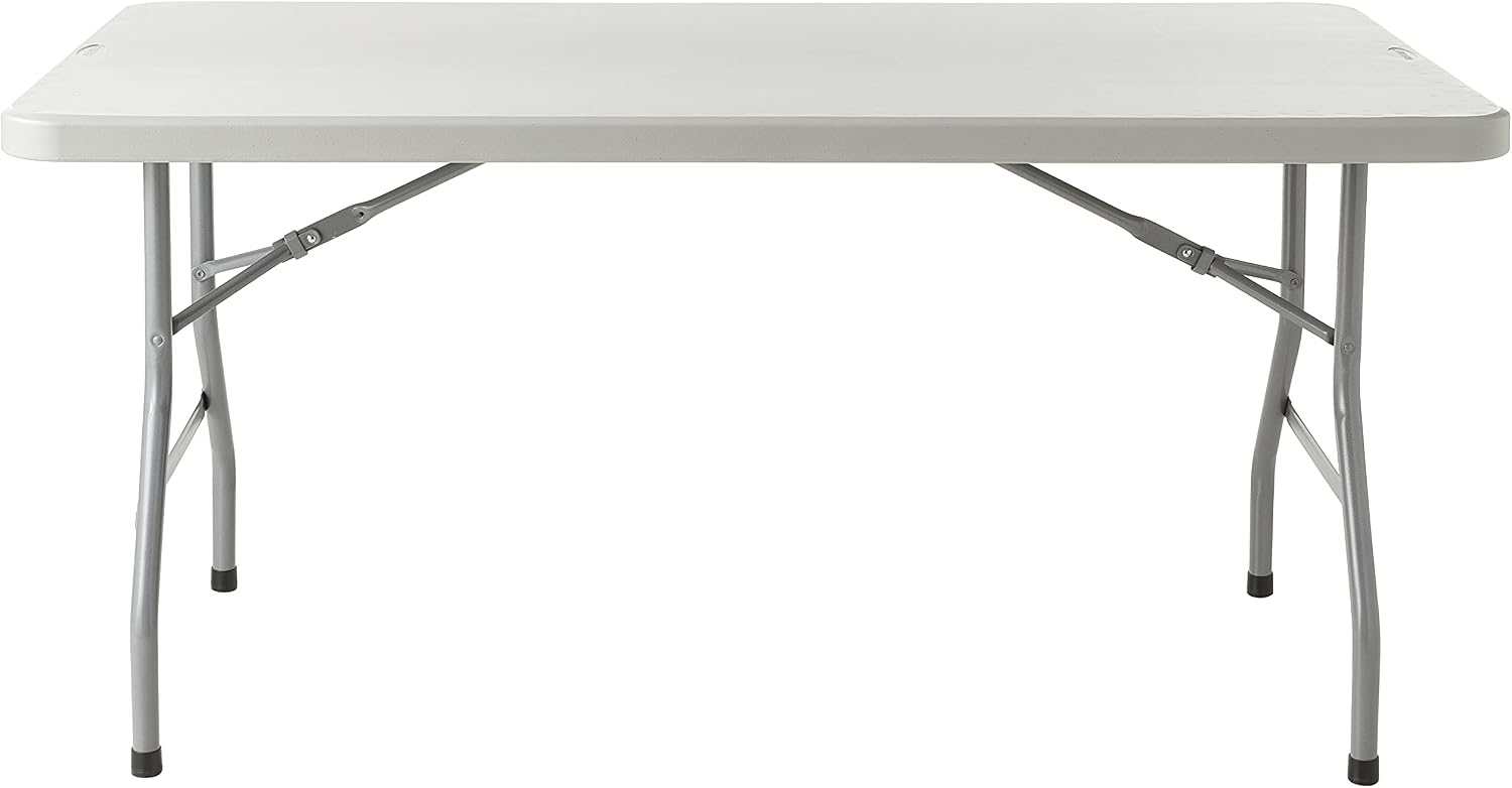 Office Star Resin Multipurpose Rectangle Folding Table for Indoor or Outdoor Use, 5 Feet Light Gray