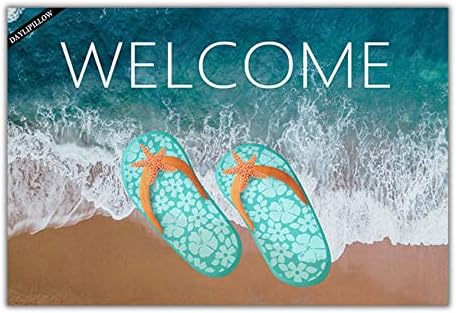 Flip Flops Welcome Mat,Beach Door Mat,Coastal Beach Doormat