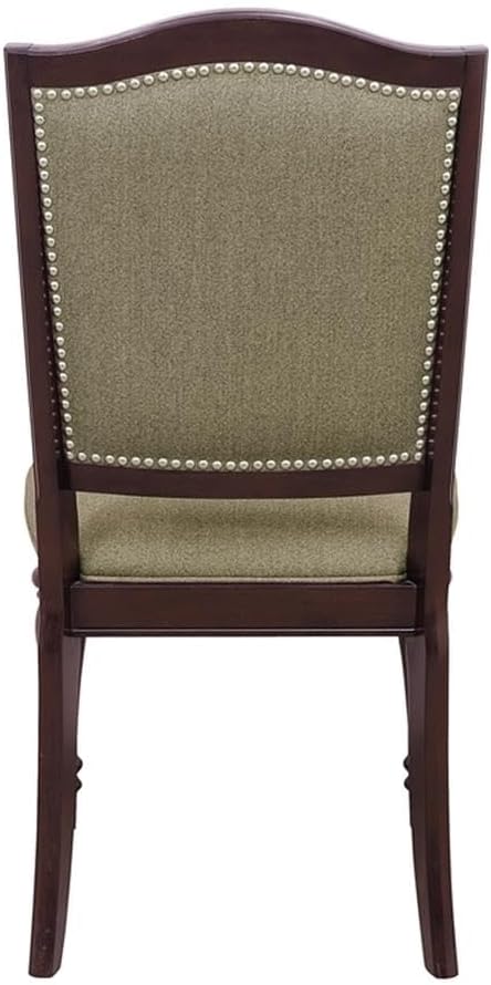 Homelegance Marston Sophisticated Dining Chairs with Serpentine Back with Nail Head Accent (Set of 2), Cherry