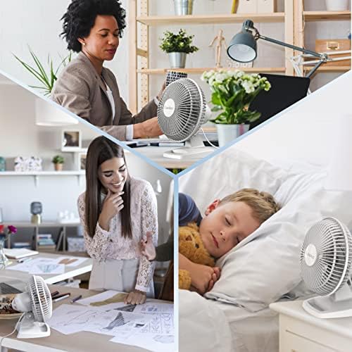 Lasko Personal Table Fan with Storage Tray, 2 Quiet Speeds, Tilt-Back Fan Head for Home Office, Bedroom, 6", White, 2002W