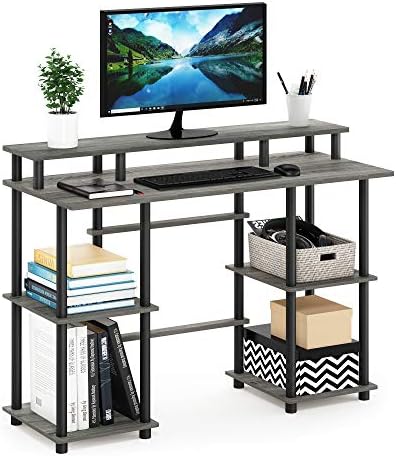 Furinno Turn-N-Tube Computer Desk, French Oak Grey/Black
