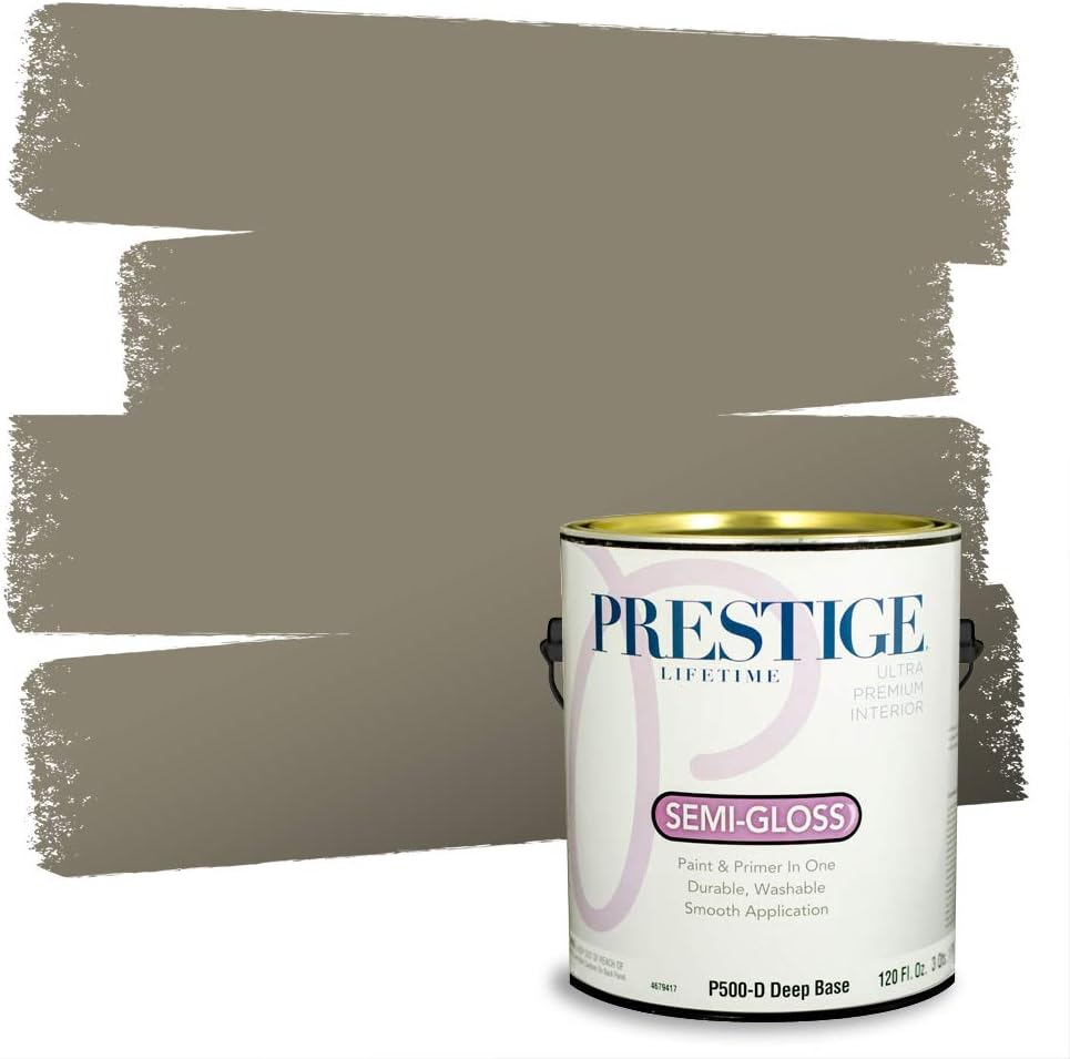 PRESTIGE Paints Exterior Paint and Primer In One, 1-Gallon, Satin, Comparable Match of Sherwin Williams* Ripe Olive*