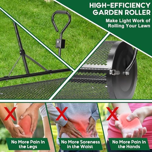 Compost and Peat Moss Spreader with Updated 2 in 1 ATV & T Shaped Handle, 16”WX44”L