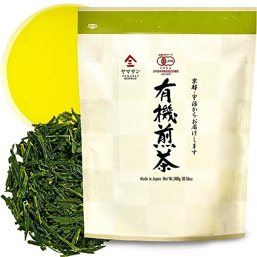 YAMASAN KYOTO UJI Japanese Organic Sencha Green Tea Loose Leaf 2.82oz | Premium Japanese Loose Tea Leaves from Japan, A Fresh ＆ Refreshing Taste, Umami ＆ Natural Sweetness, Sugar Free, 80g
