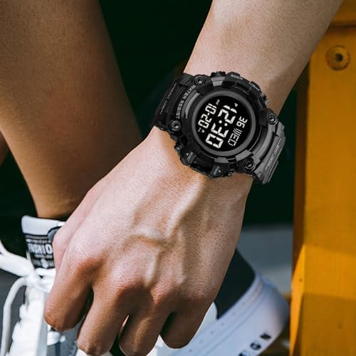 FANMIS Men's Digital 50M Waterproof Electronic Sport Watch Rubber Band Army Military 24H Time LED Light 164FT Water Resistant Calendar Date Day Watches