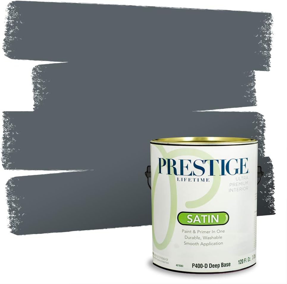 PRESTIGE Paints Exterior Paint and Primer In One, 1-Gallon, Satin, Comparable Match of Sherwin Williams* Tricorn Black*