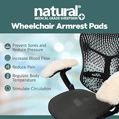 Natural Sheepskin Wheelchair Armrest Pads, Natural, 16 x 4 in