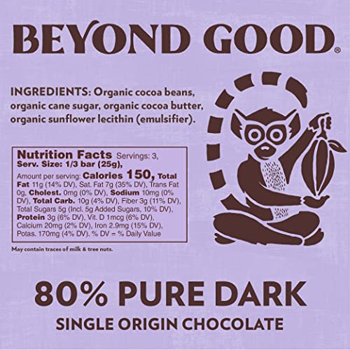Beyond Good Organic Madagascar 80% Dark Chocolate Bar, 2.64 OZ
