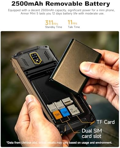 Ulefone Armor Mini 5 Rugged Feature Phone 2.8" Touchscreen Dumb Phone, 1GB+8GB/64GB Removable 2500mAh Battery, 4G Simple Mobile Phone