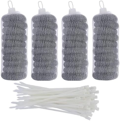 SUNHE YHK Lint Traps for Washing Machine, 40 Pieces | Stainless Steel Laundry Mesh Washer Hose Filter, 40 pcs Cable Ties, Catches Lint