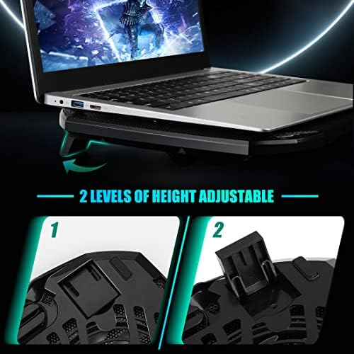 LIANGSTAR Laptop Cooling Pad, Gaming Laptop Cooler with 2 Quiet Big Fans, RGB 7 Color Light Change, Portable USB Laptop Stand 11 to 15.6 Inch