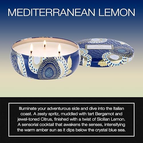 Voluspa Santal Vanille, 3 Wick Tin Candle, 12 oz, 40 Hour Burn Time, Coconut Wax for Clean Burning, Handcrafted in the USA