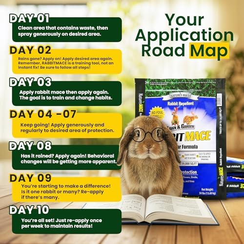 Nature's MACE Rabbit Mace Rabbit Repellent 3 lb Granules | Gardens, Lawns, Farms & Landscapes, Treats 1,350 sq ft, Granular Deterrent, All-Season Use, Safe for Pets, Children, Plants.