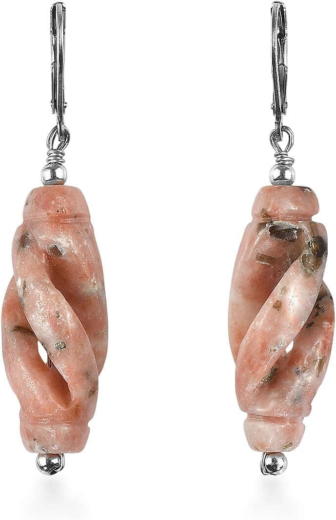 Spice Jasper 40.00 ctw Earrings in Stainless Steel
