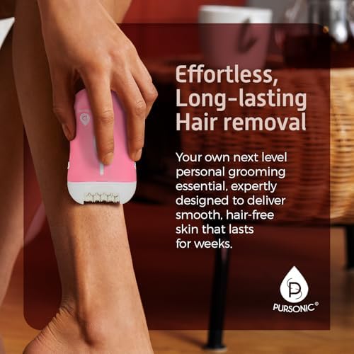 Pursonic Fe120P Cordless Epilator with 40 Tweezers - Rechargeable 2 Speed Epilators Hair Removal for Women - Compact Hair Removal Device for Arms