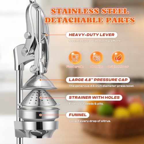 Moogiantgo Commercial Manual Juicer, Heavy Duty Hand Press Juice Extractor