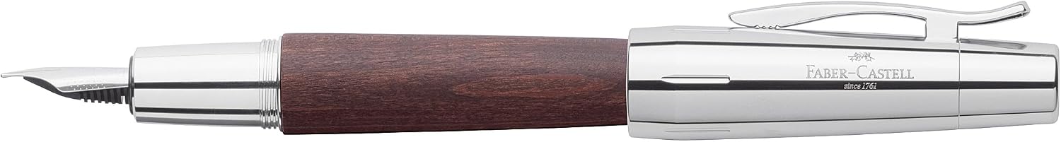 Faber-Castell e-motion Fountain Pen, Wood and Chrome Brown - Fine