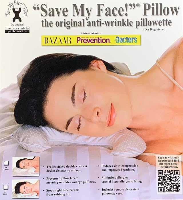 Save My Face!" Pillow THE Original Anti-Wrinkle PILLOWETTE Le Grand Pillow (Stick-N-Slide, White)