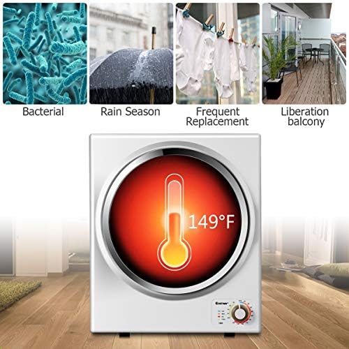 COSTWAY Compact Laundry Dryer, 110V Electric Portable Clothes Dryer with Stainless Steel Tub