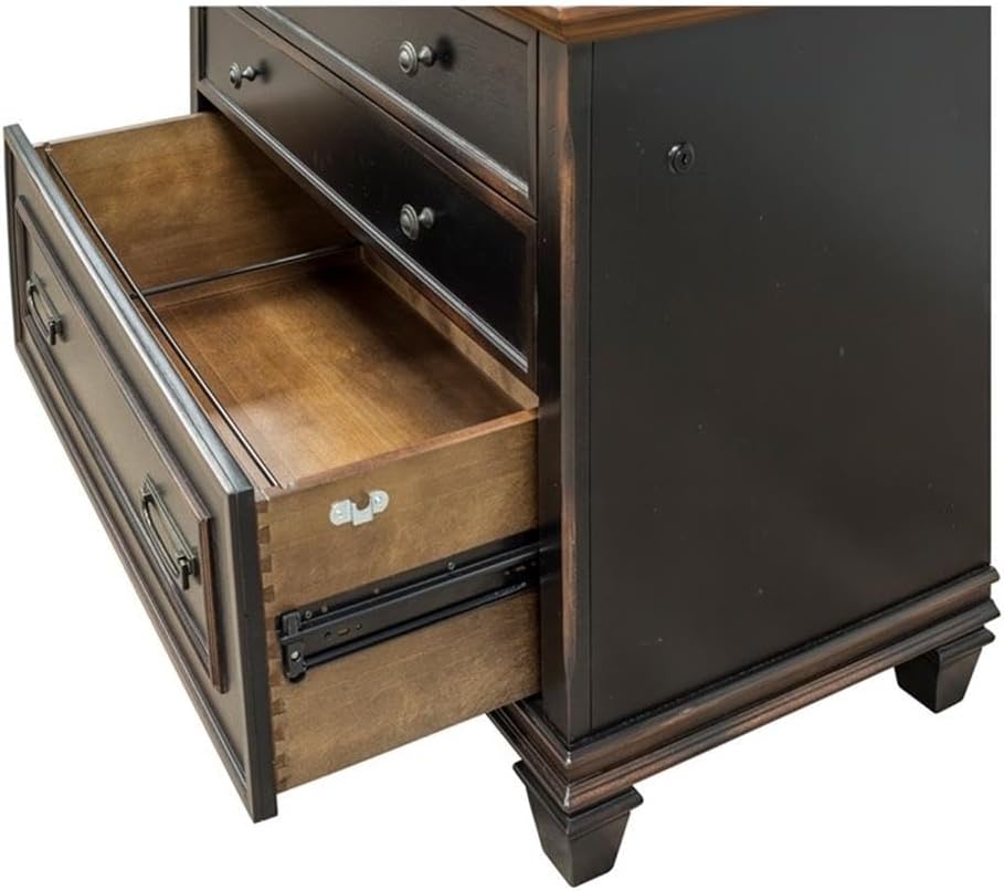 Hartford Wood Lateral File With Locking Legal/Letter File Drawer Black