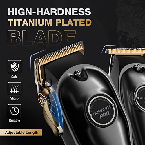 SUPRENT® PRO Professional Hair Clippers for Men- Hair Cutting Kit & Zero Gap T-Blade Trimmer Combo- Cordless Barber Clipper Set with LED Display