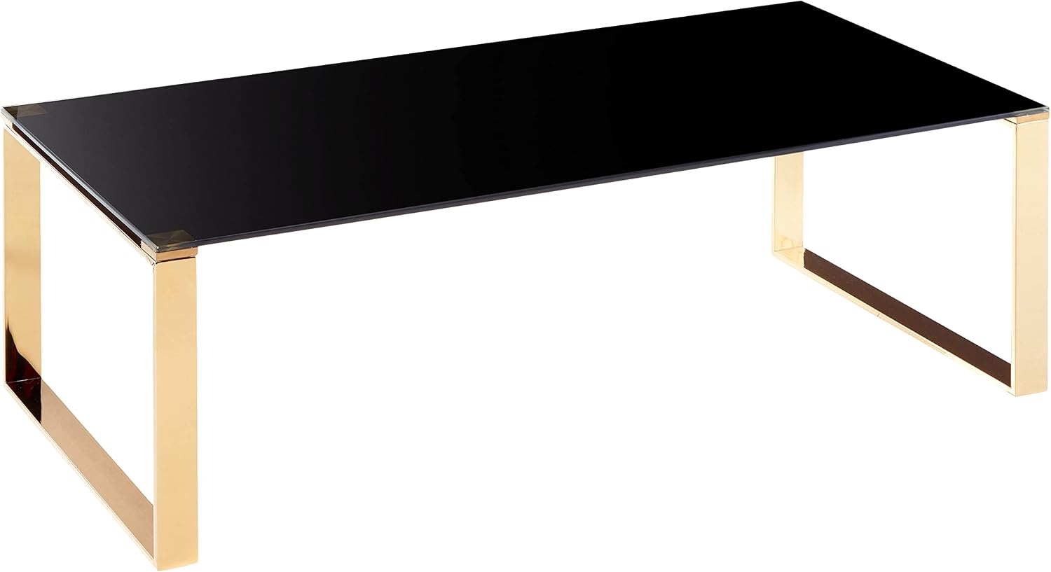 Cortesi Home CH-ET636045 Remini End Table, Gold Metal and Black Glass, End Table 18"