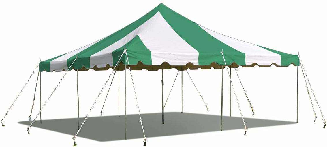 20’ x 20’ Weekender Canopy Pole Tent, Indoor and Outdoor Heavy Duty Easy Up, 80 Person Capacity Tent for Parties, Weddings, and Events, Commercial and Residential Use, PVC White Top | Easy Up Weekender Canopy Tent With 80 Person Capacity - Outdoor Canopi…