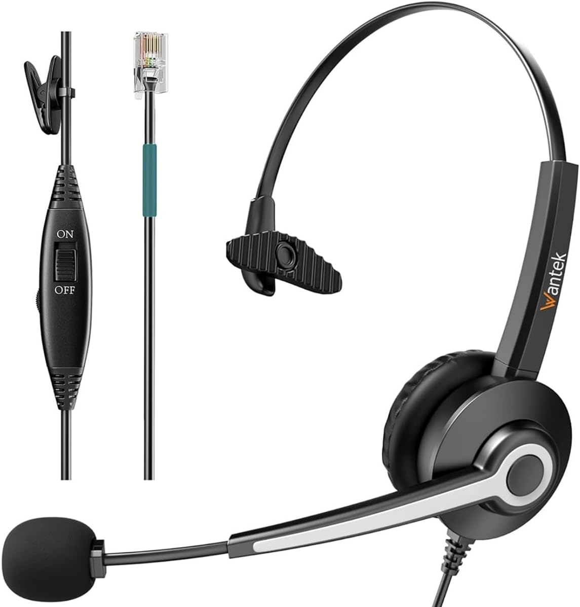 Wantek Corded Telephone Headset Mono w/Noise Canceling Mic for Avaya Aastra Allworx Adtran Alcatel Lucent AltiGen Comdial Digium Gigaset InterTel Mitel Plantronics MiVoice Landline Deskphones(F600S1)