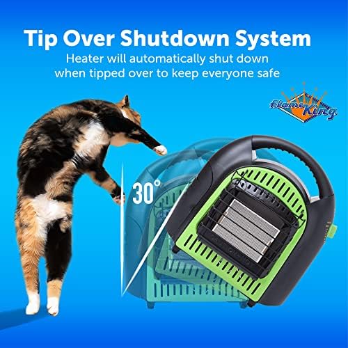 Flame King YSN-CHS10 10,000 BTU Propane Space Radiant Portable Heater Indoor* & Outdoor for Camping, Garage, Ice Fishing, Patio, Green/Black 10K