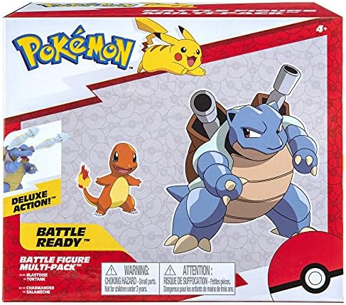 Pokémon Fire and Water Battle Pack - Includes 4.5 Inch Flame Action Charizard and 2" Squirtle Action Figures - Amazon Exclsuive