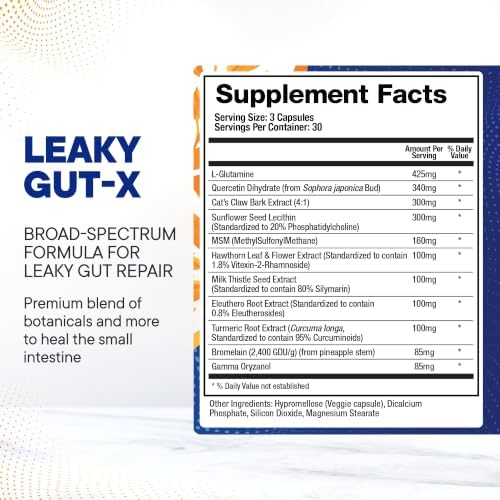 BioMatrix Leaky Gut Repair Supplement w/Glutamine, Quercetin, Cat's Claw, MSM, SIBO, Prebiotic Support